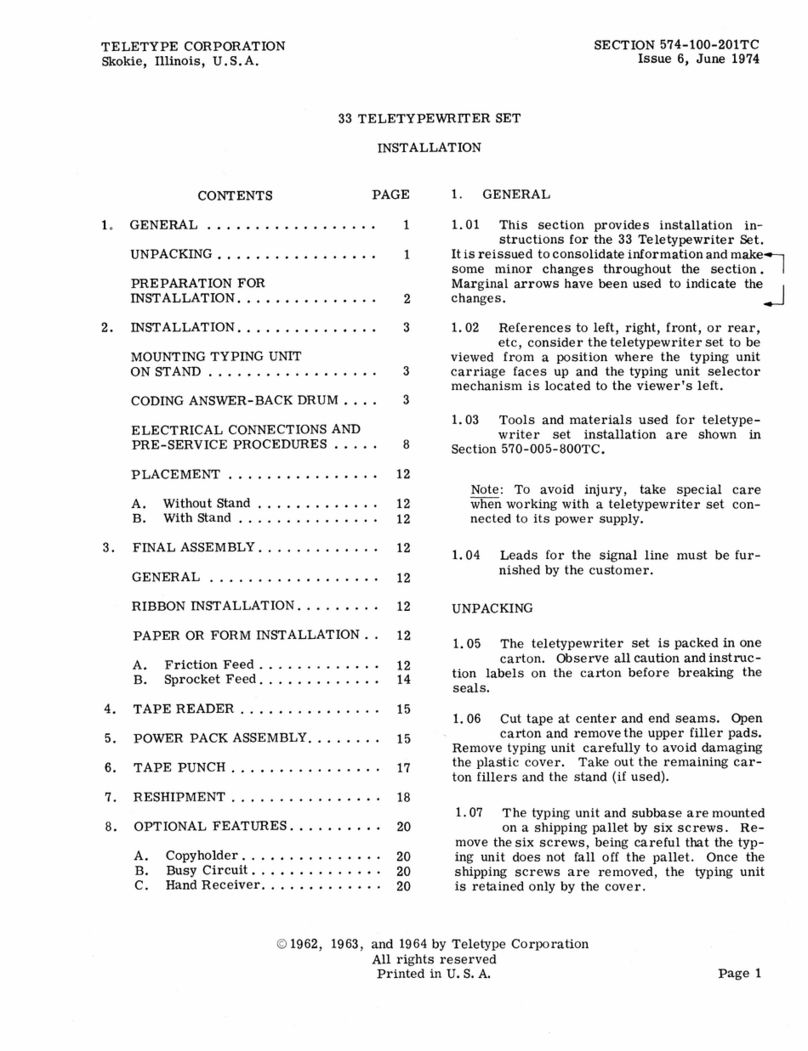 Teletype 33 User manual Teletype 33 User manual