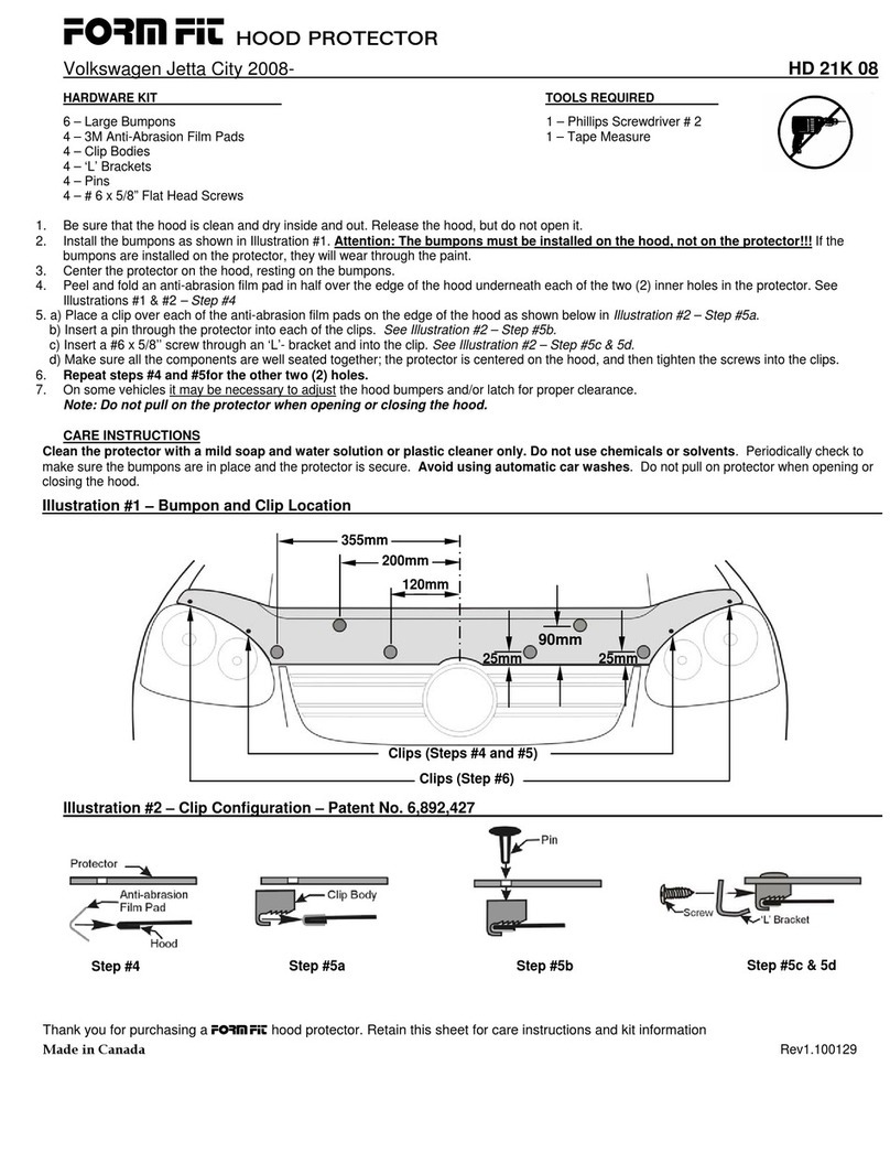 FormFit HD 21K 08 manual