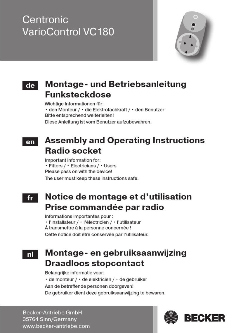 Becker Centronic VarioControl VC180 Assembly and operating instructions Becker Centronic VarioControl VC180 Assembly and operating instructions