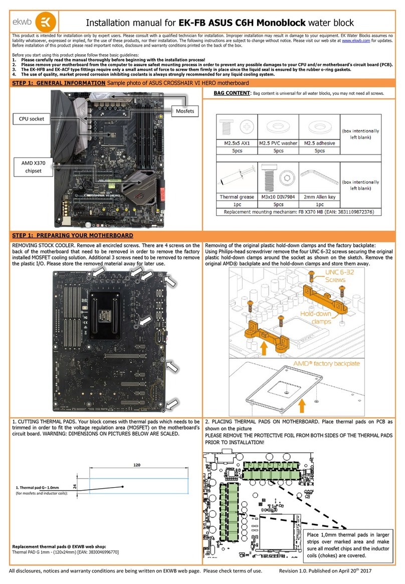 ekwb EK-FB ASUS C6H Monoblock User manual