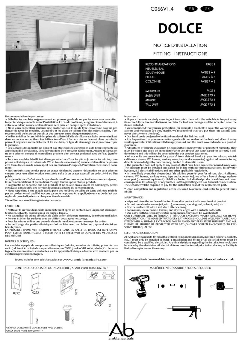 AMBIANCE BAIN DOLCE Fitting instructions
