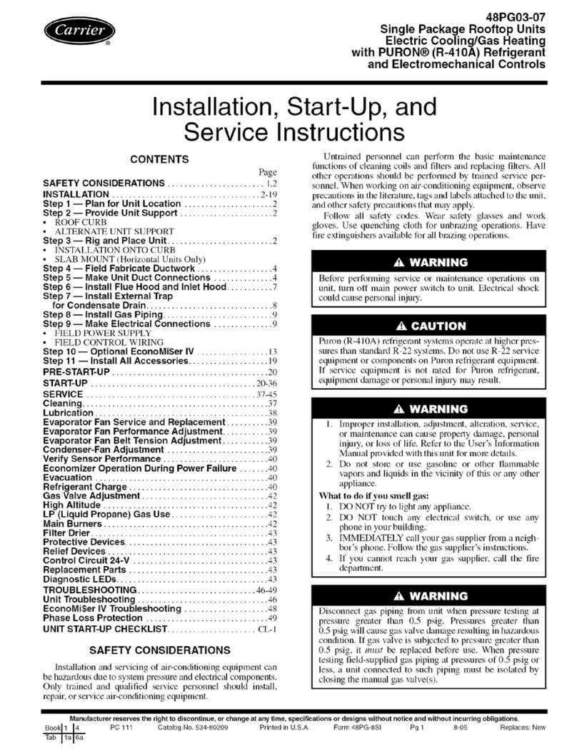 Carrier 48PG Series Dimensions and installation guide