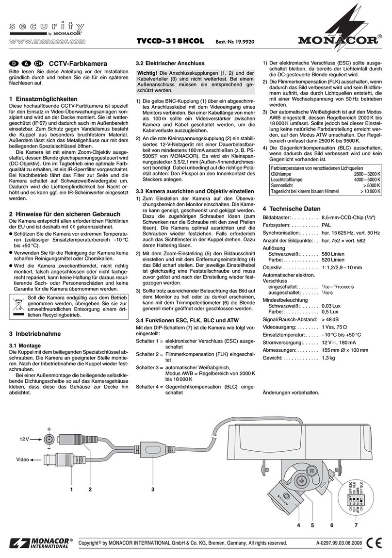 Monacor TVCCD-318HCOL manual