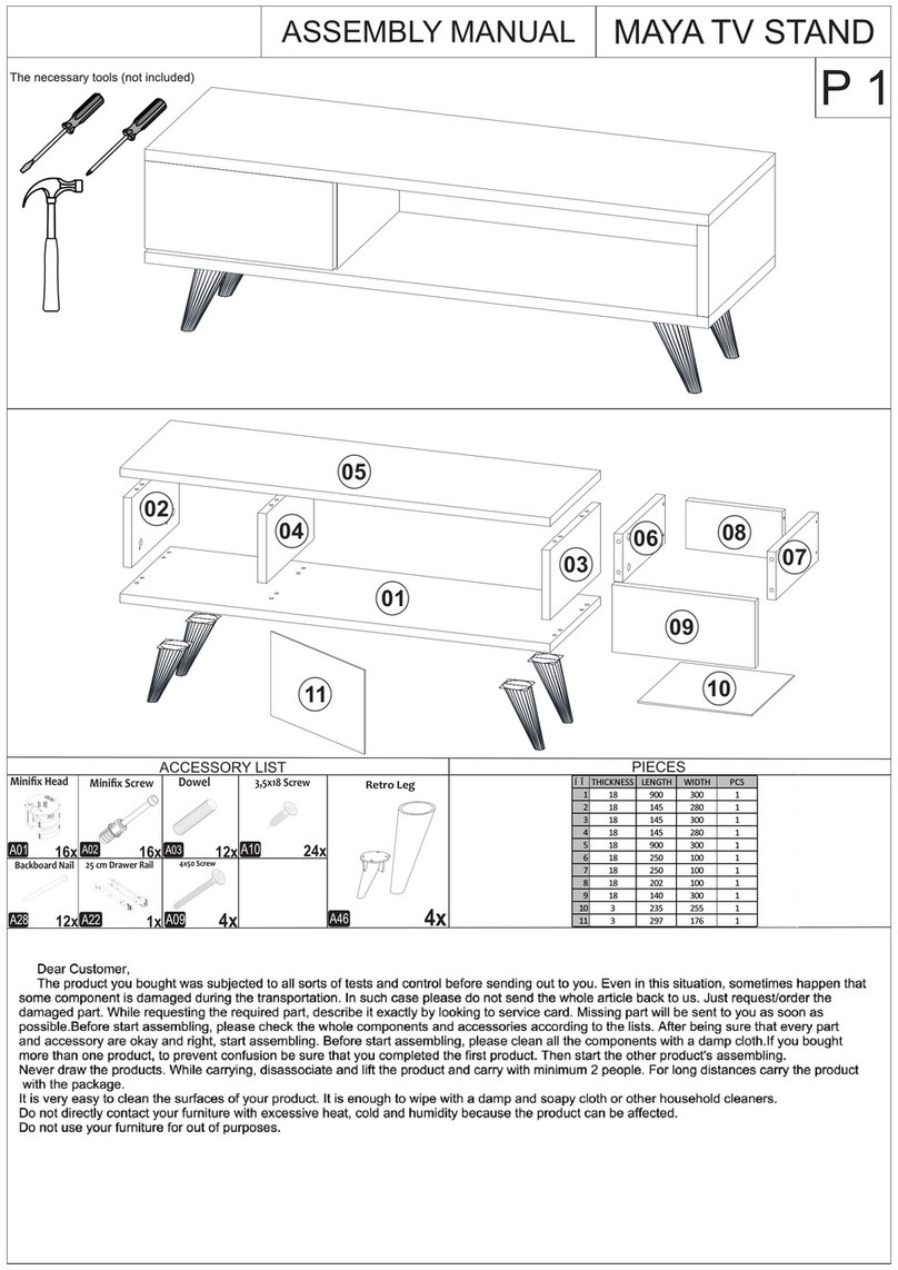 Minar MAYA TV STAND HBV000005RL2Q Assembly manual Minar MAYA TV STAND HBV000005RL2Q Assembly manual