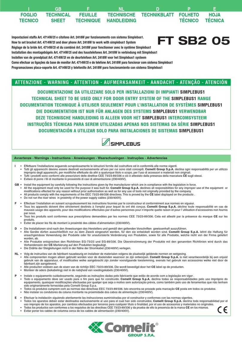 Comelit Simplebus FT SB2 05 Technical sheet Comelit Simplebus FT SB2 05 Technical sheet