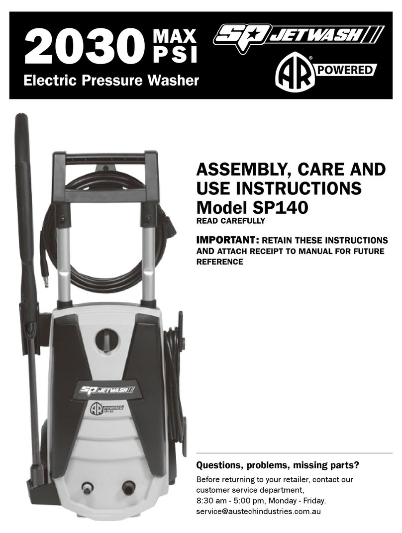 Austech SP Jetwash SP140 Assembly, care and use instructions