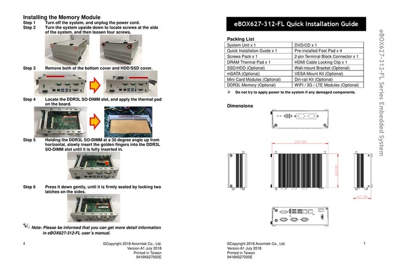 AXIOMTEK eBOX627-312-FL Quick installation guide
