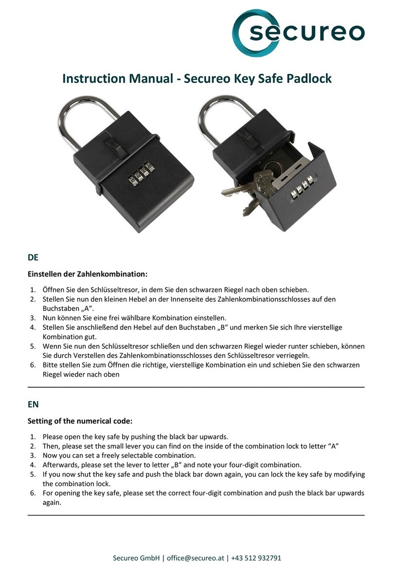 secureo Key Safe Padlock instruction manual