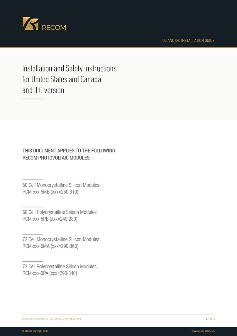 Recom RCM 6MB Series Installation and safety instructions