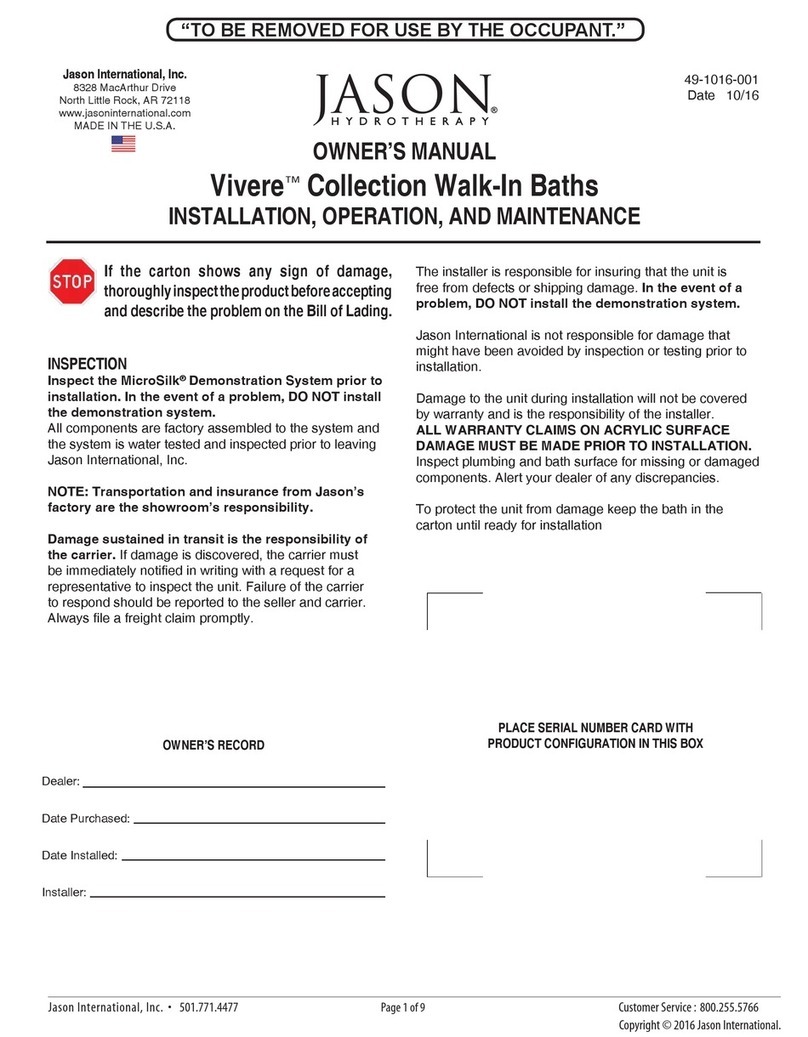 JASON Hydrotherapy Vivere Series User manual JASON Hydrotherapy Vivere Series User manual