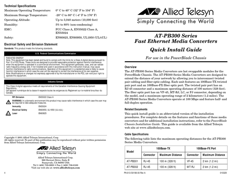 Allied Telesis AT-PB300 Series Quick install guide