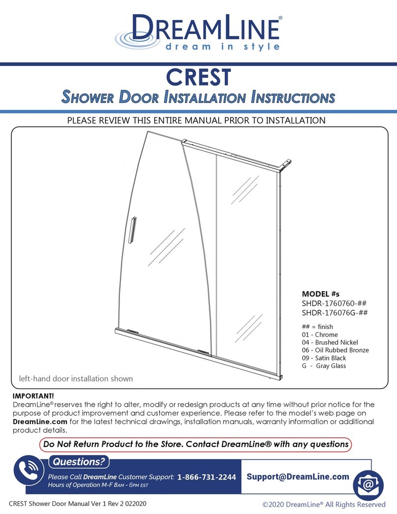 Dreamline CREST SHDR-1760760 Series installation instructions