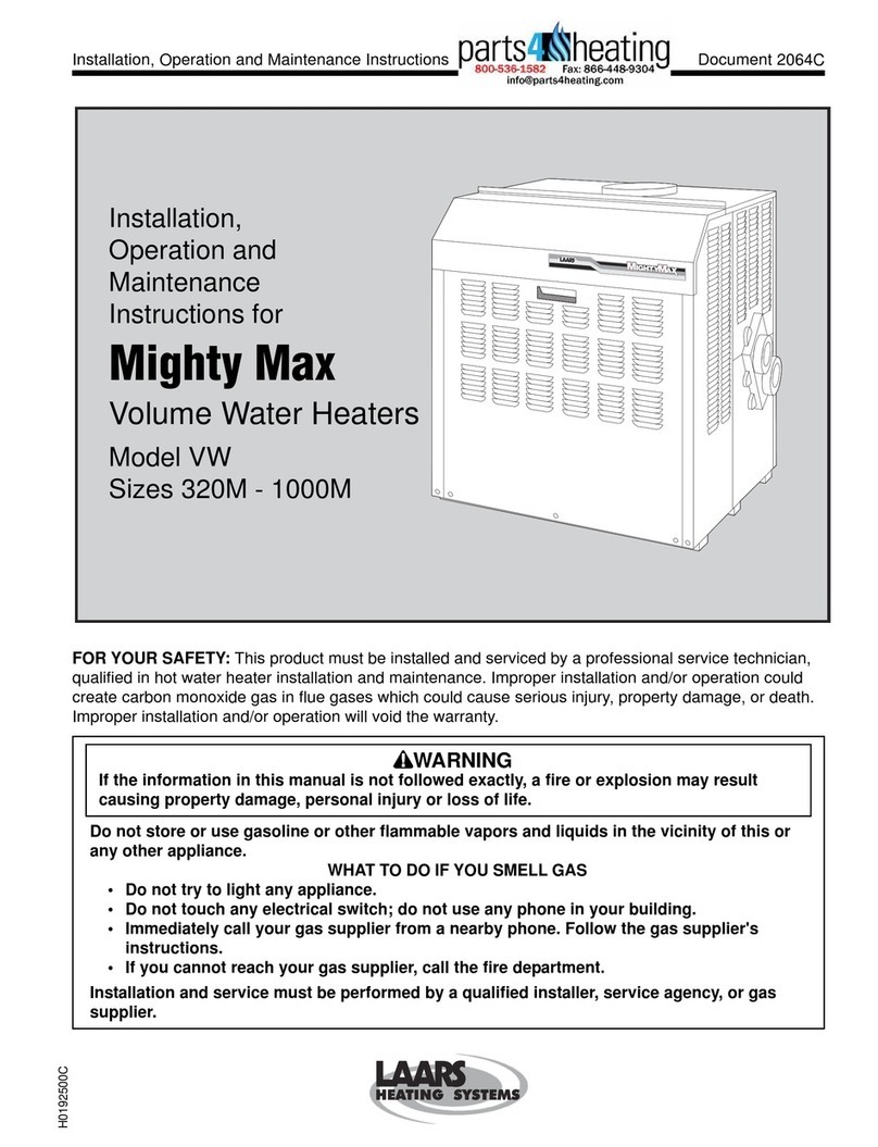 Laars Mighty Max VW Series Installation, operation and maintenance instructions Laars Mighty Max VW Series Installation, operation and maintenance instructions