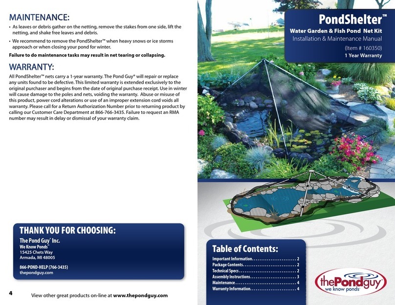 ThePondguy PondShelter 160350 Installation & maintenance manual