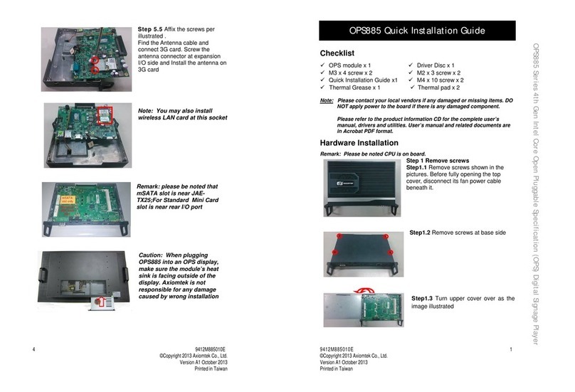 AXIOMTEK OPS885 Series Quick installation guide