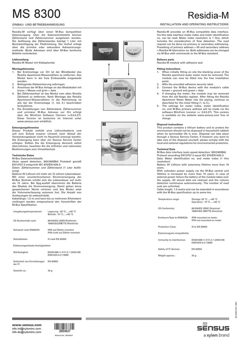 Xylem Sensus Residia-M User manual