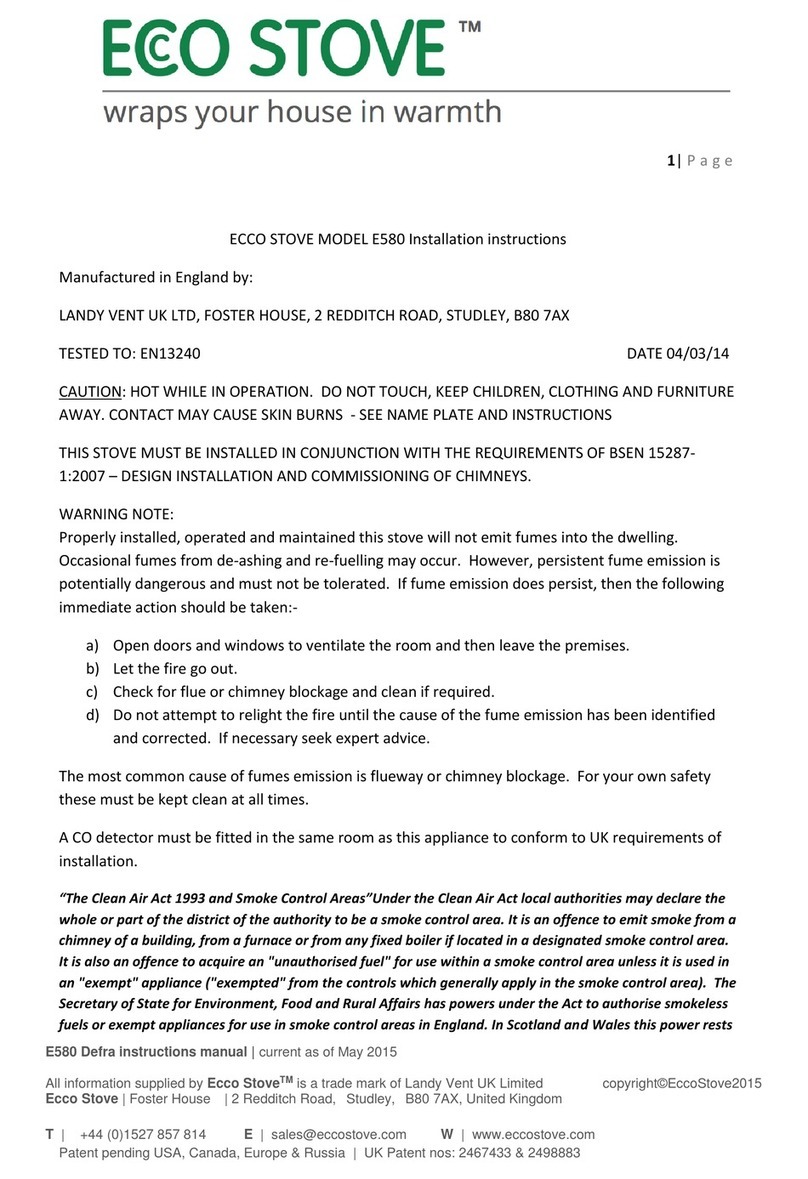 ECCO STOVE E580 installation instructions