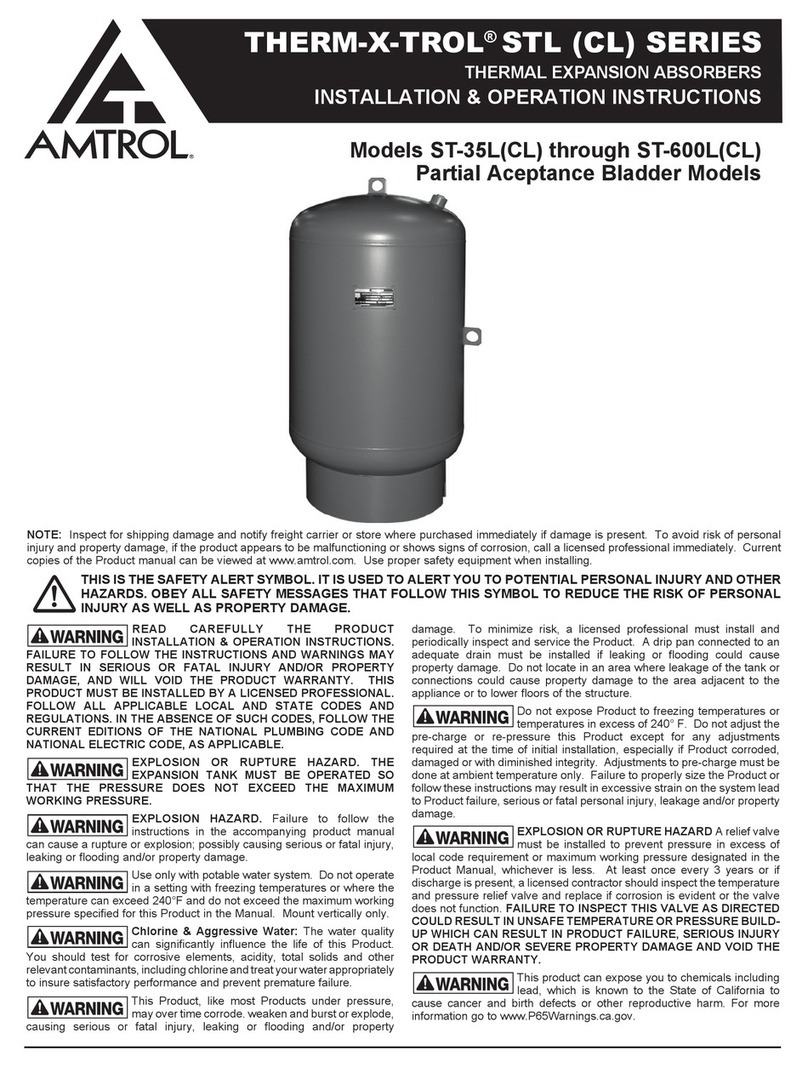 Worthington AMTROL THERM-X-TROL STL Series Installation & operation instructions