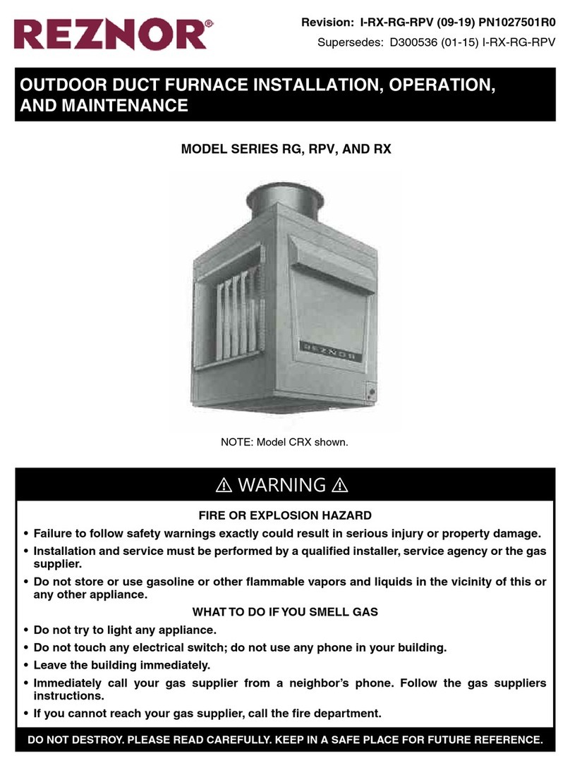 Reznor RG Series Installation, operation and maintenance