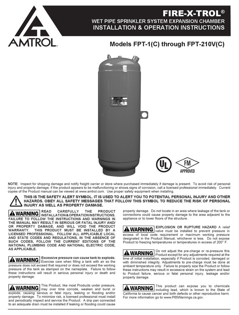 Worthington AMTROL FIRE-X-TROL FPT-1 Series Installation & operation instructions