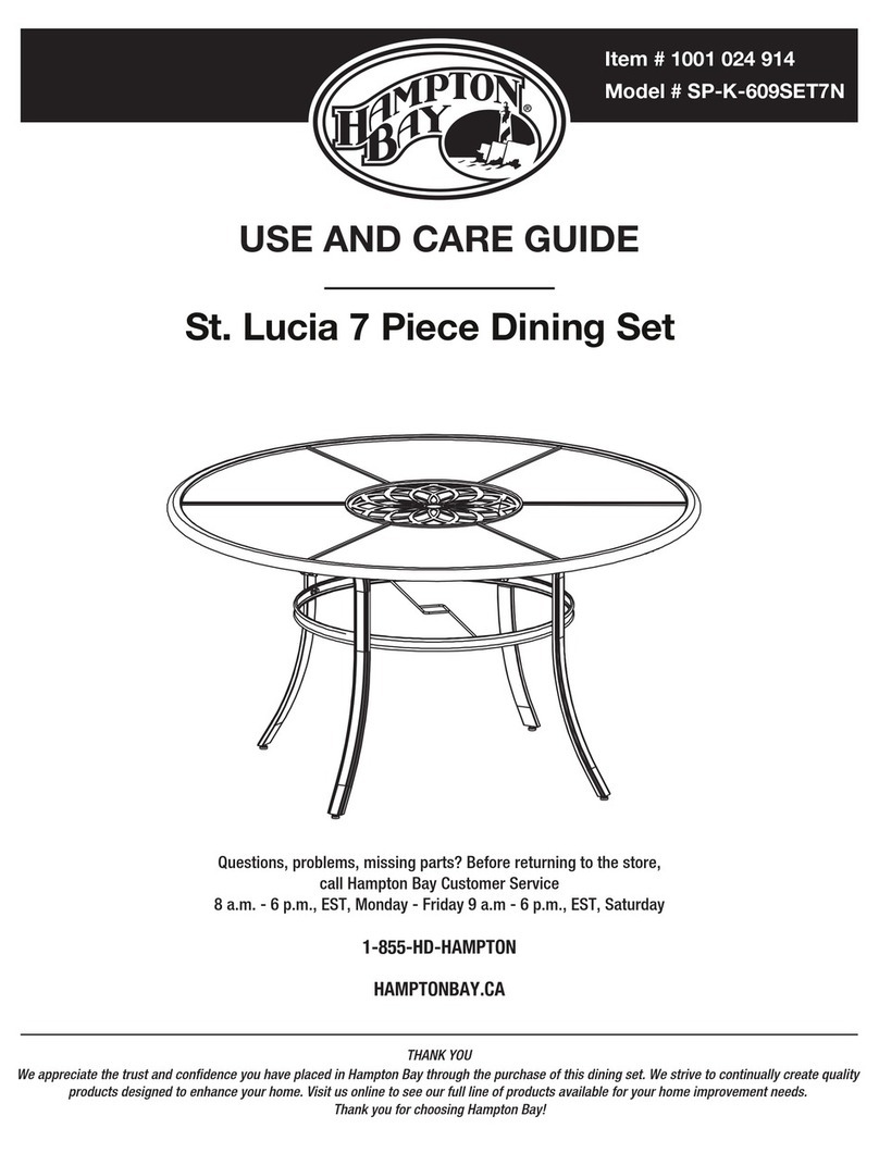 HAMPTON BAY St. Lucia 7 Piece Dining Set SP-K-609SET7N Use and care guide HAMPTON BAY St. Lucia 7 Piece Dining Set SP-K-609SET7N Use and care guide