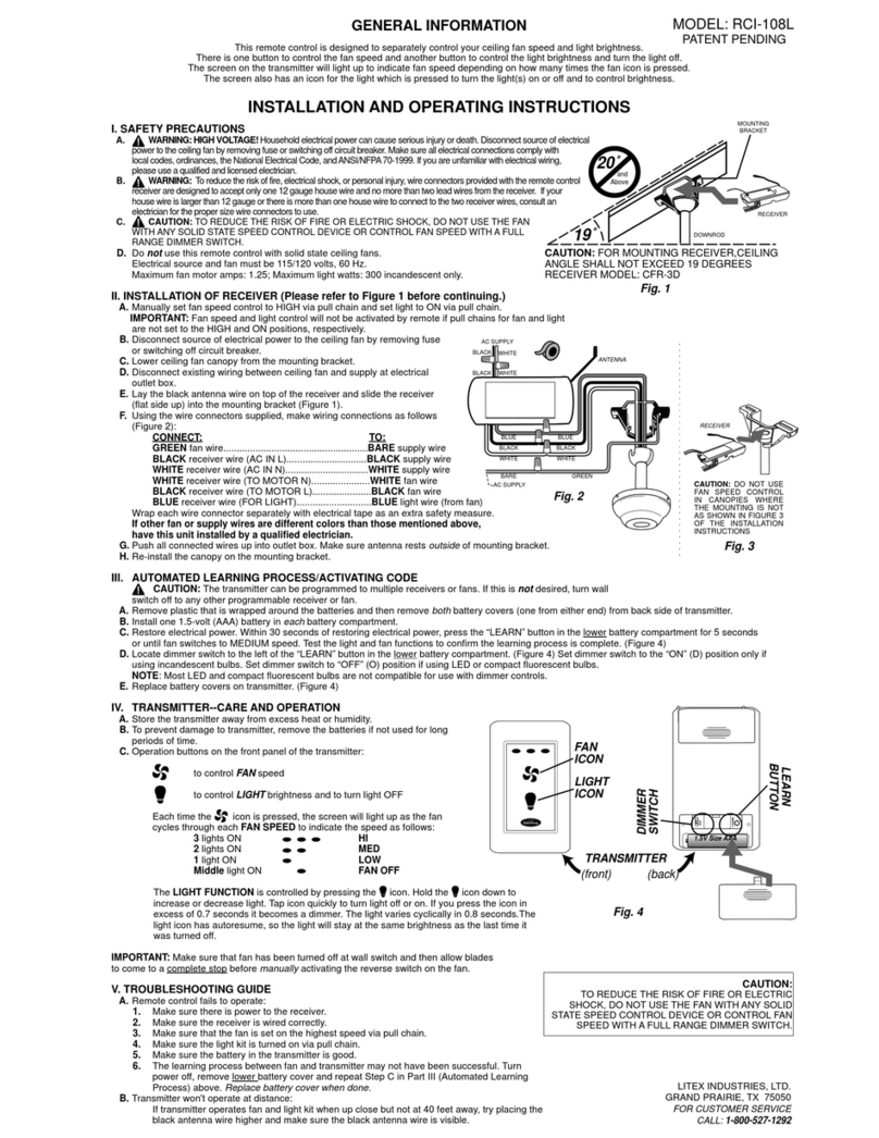 Litex Industries RCI-108L Installation and operating instructions