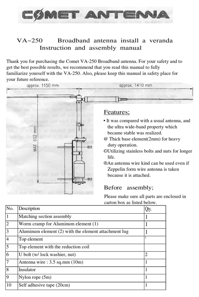 Comet VA-250 Instruction and assembly manual