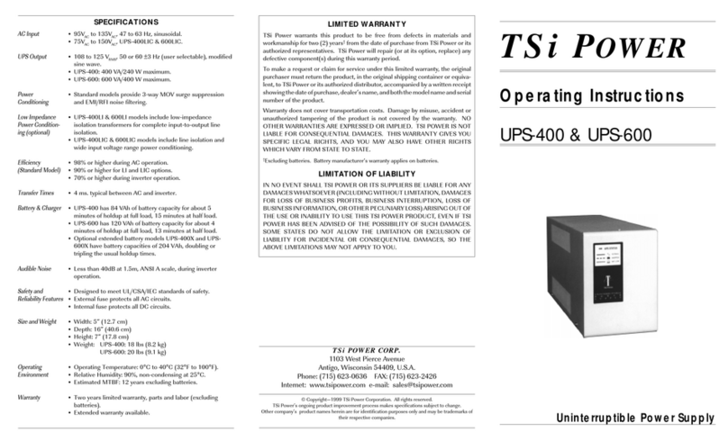 TSi Power UPS-400 operating instructions