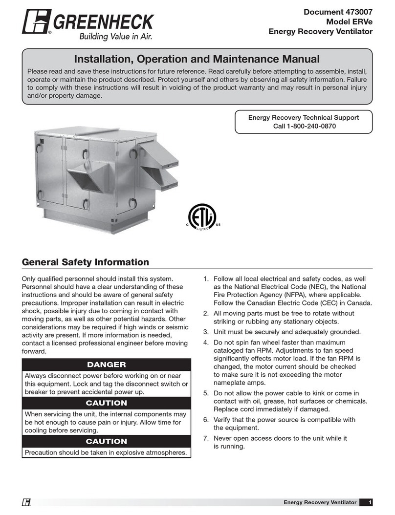 Greenheck ERVe Series User manual