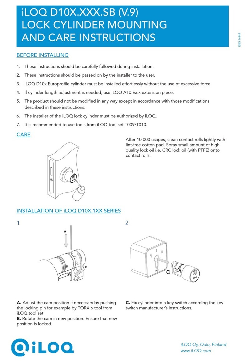 iLoq D10 Series Mounting and care instructions