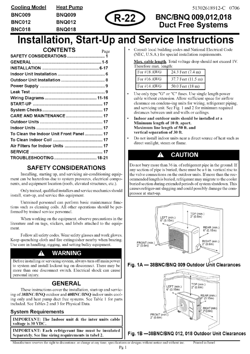 United Technologies Carrier BNC009 Series Installation, Start-Up and Service Instructions United Technologies Carrier BNC009 Series Installation, Start-Up and Service Instructions
