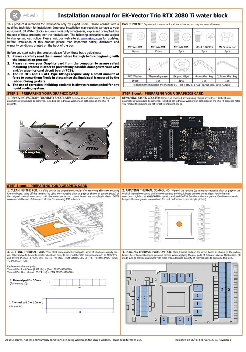 ekwb EK-Vector Trio RTX 2080 Ti User manual