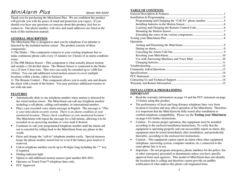 Control Products MiniAlarm Plus User manual