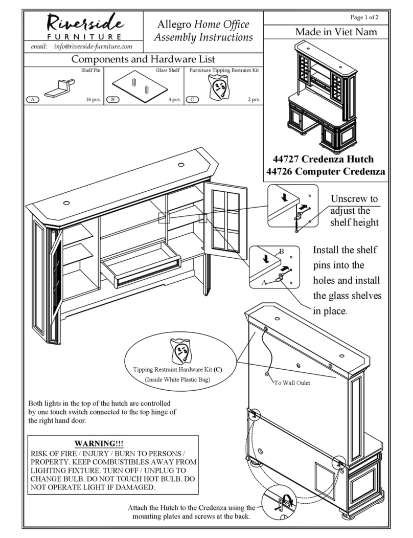 Riverside Furniture Allegro Home Office Credenza Hutch 44727 Assembly instructions