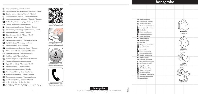 Hans Grohe PuraVida 15978 Series User manual Hans Grohe PuraVida 15978 Series User manual