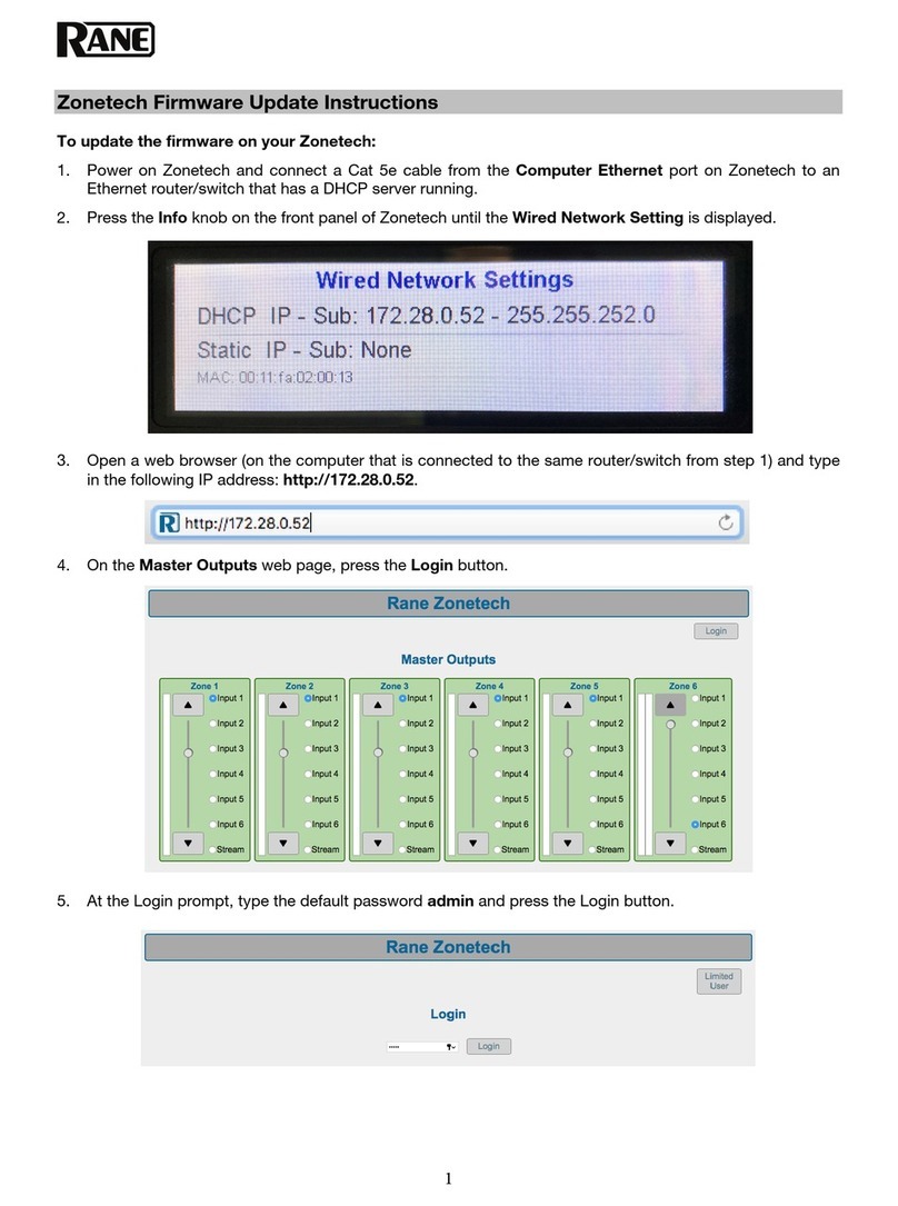 Rane Zonetech Firmware update instructions