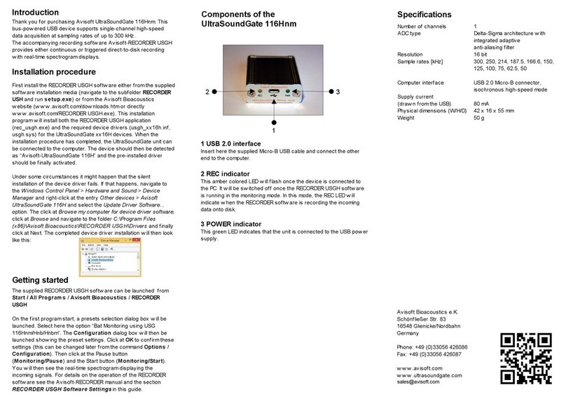 Avisoft UltraSoundGate 116Hnm user guide