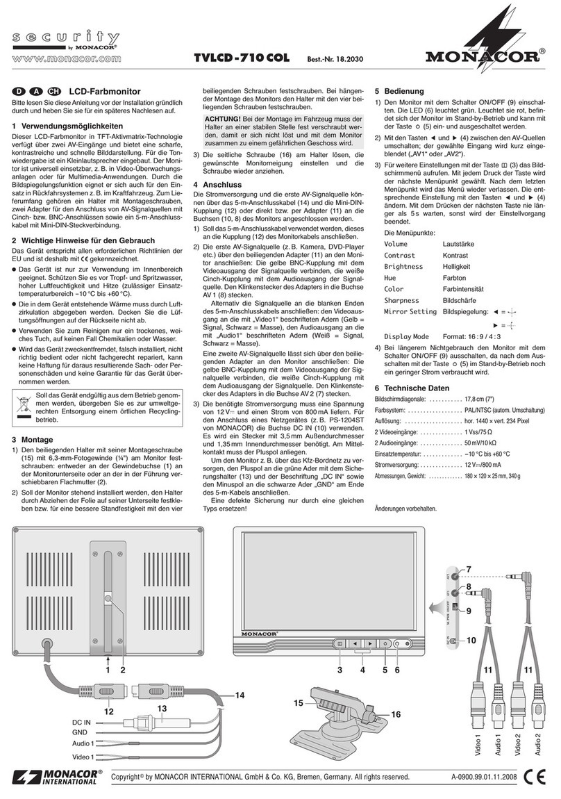 Monacor TVLCD-710 COL User manual