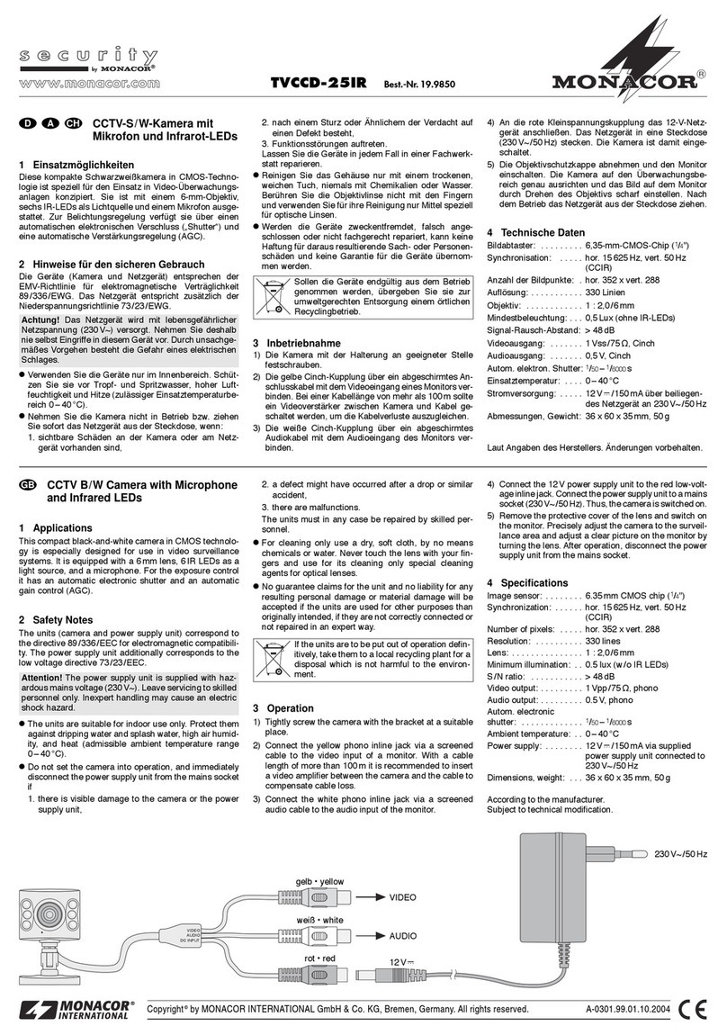 Monacor TVCCD-25IR quick guide