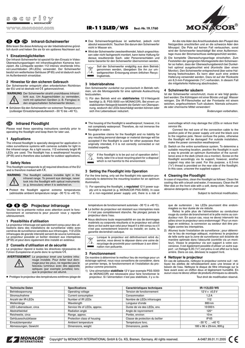 Monacor IR-112LED/WS User manual