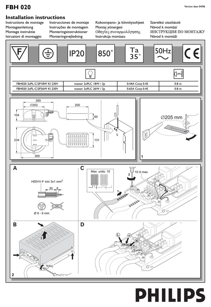 Philips FBH 020 installation instructions