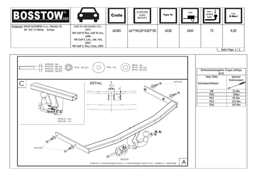 BOSSTOW A0385 Fitting instructions