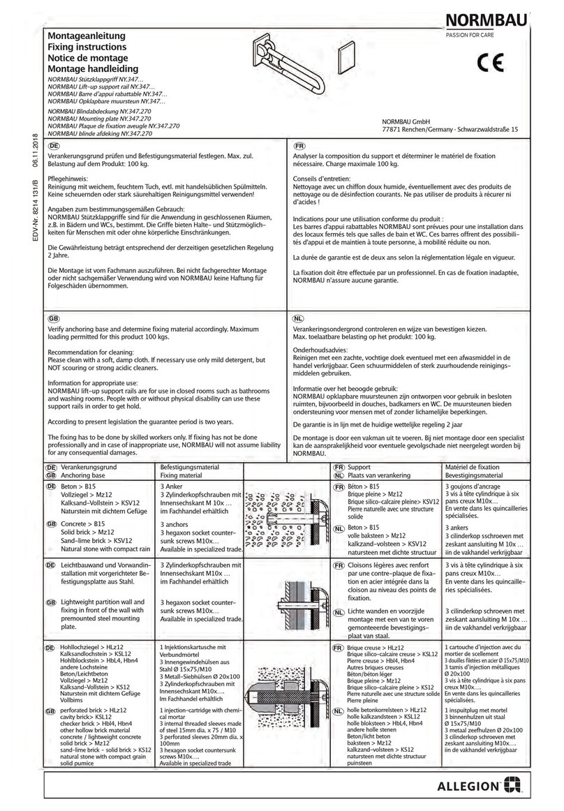 Allegion Normbau NY.347 Series Fixing instructions