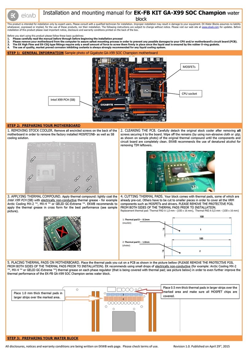 ekwb EK-FB KIT GA-X99 SOC Champion Series INSTALLATION AND MOUNTING MANUAL