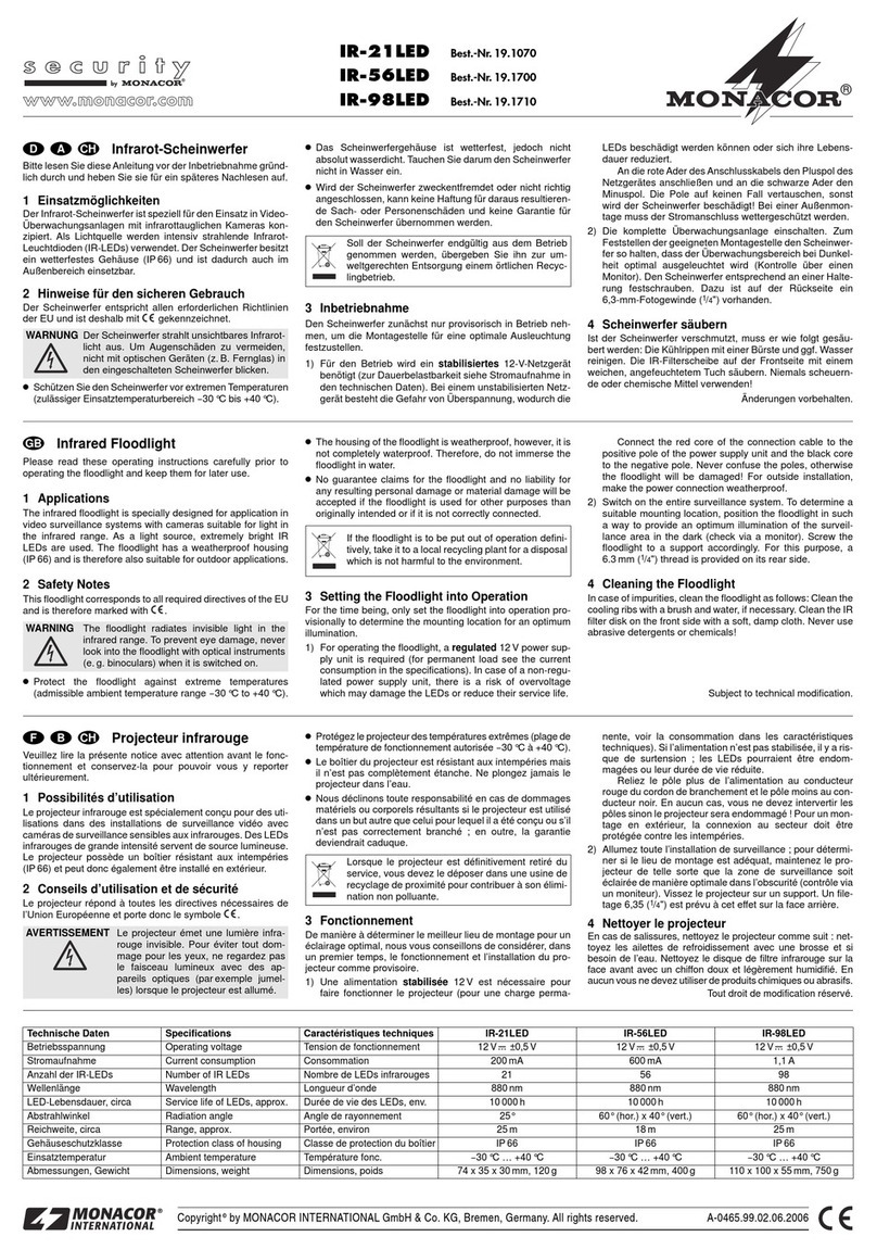 Monacor IR-21LED manual