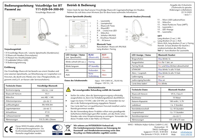 WHD VoiceBridge BT manual