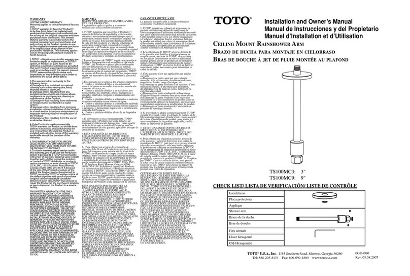 Toto TS100MC3 Installation instructions