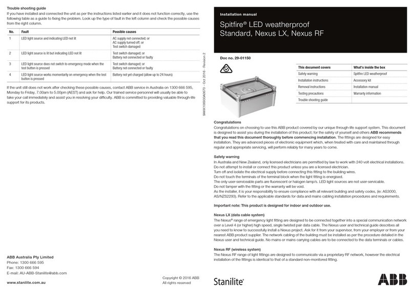 ABB Stanilite Spitfire Standard installation manual