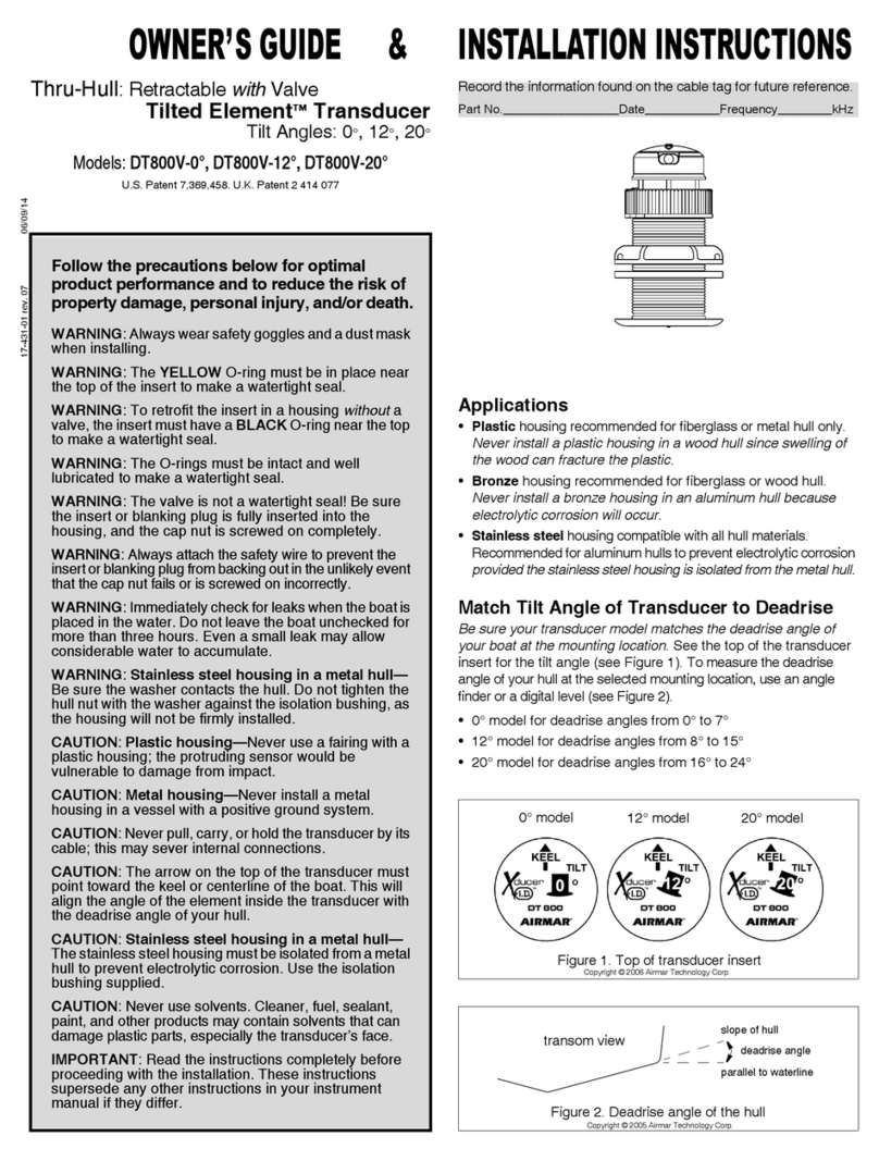 Airmar Technology Corporation Tilted Element DT800V-0 Owner's guide & installation instructions