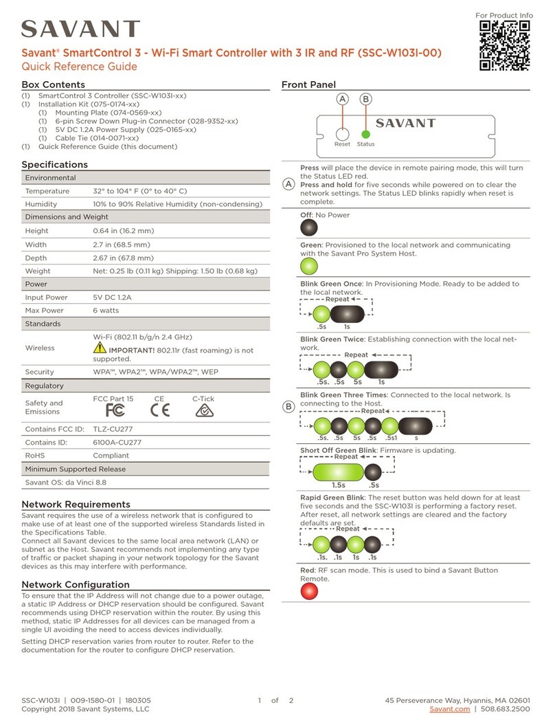 Savant SmartControl 3 Quick reference guide